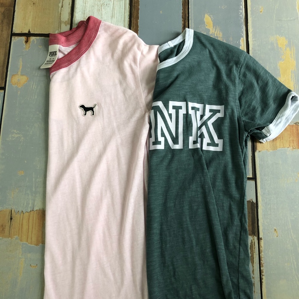 2 VS Pink Ringer Tee Bundle - Picture 2 of 5
